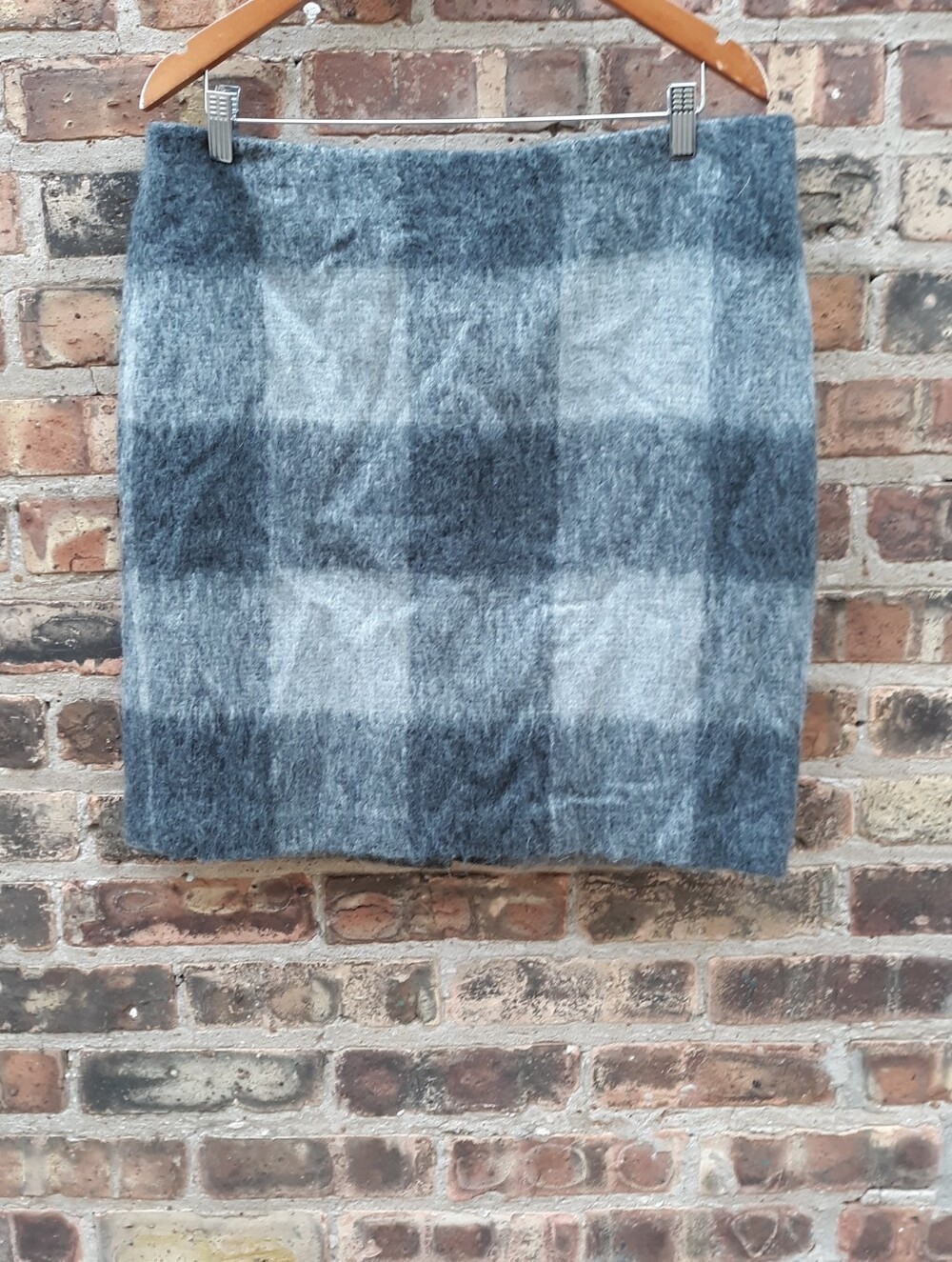 Talbots Vintage Gray Plaid Wool Alpaca Blend Skirt Size 14P Preppy Academic